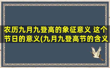 农历九月九登高的象征意义 这个节日的意义(九月九登高节的含义及起源，你知道吗？)